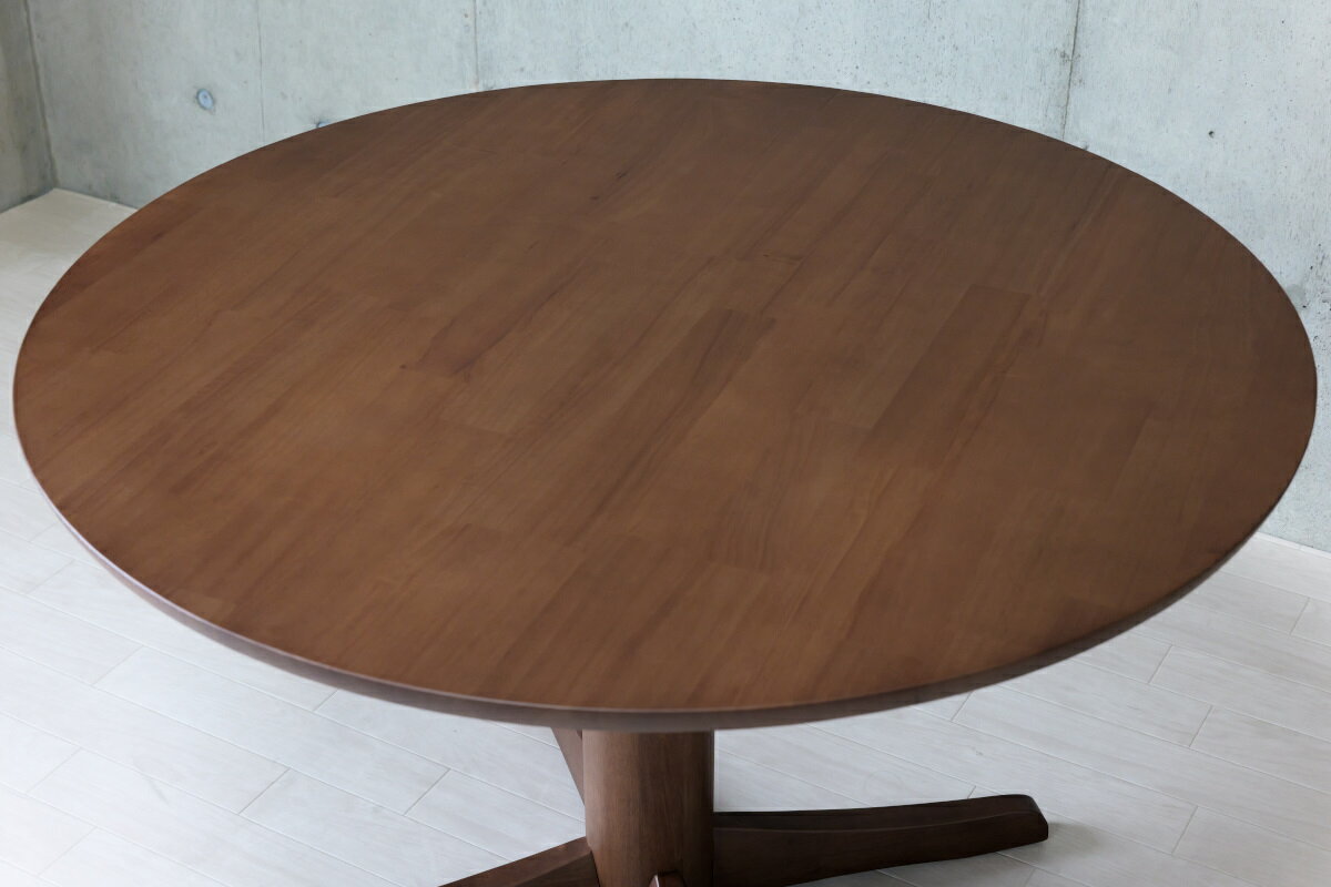 ダイニングテーブル 北欧 円形テーブル おしゃれ 丸テーブル 無垢材 1本脚 ナチュラル 木製 天然木 4人 カフェテーブル 幅110 茶色 ブラウン リビング 食卓テーブル 1本脚 十字脚 中心脚 クロスベース センターレッグ [2]