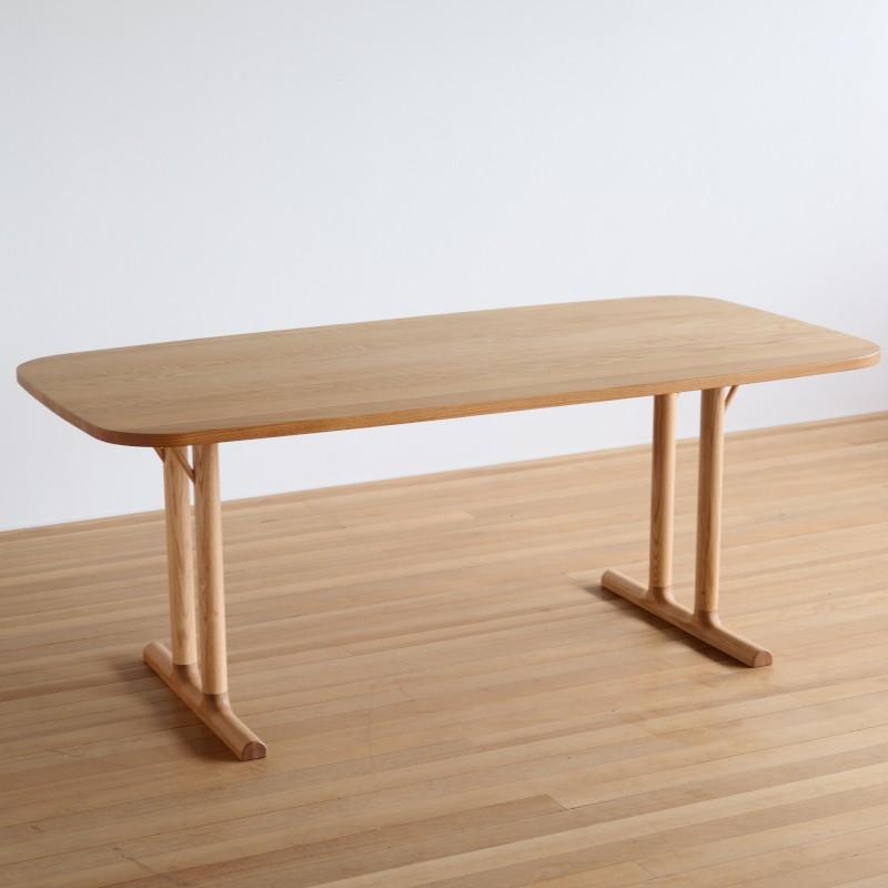 ダイニングテーブル 木製 無垢材 天然木 オーク 北欧 ナチュラル おしゃれ 180 2本脚 T字脚 長方形 4人..