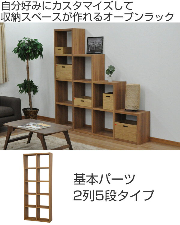 オープンラック 2列5段 組み合わせ収納 Rectax 約幅86cm ( 送料無料 オープンボックス ラック 飾り棚 ディスプレイラック 棚 本棚 オープンシェルフ ボックス 収納ラック 収納 収納棚 ナチュラル 組み合わせ ) 【39ショップ】 [2]