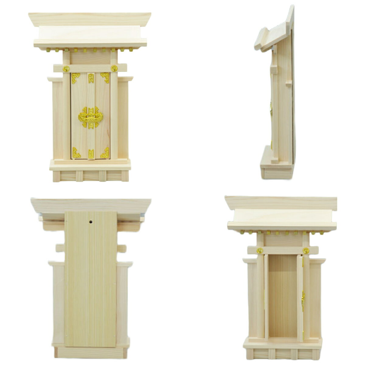 神棚 一社造り 大神宮 国産桧 日本製 幅25.5cm （ 神具 新築 お正月 神札 御札立て コンパクト 小型 桧 国産 簡易神棚 マンション 省スペース 引っ越し 模様替え お札入れ ） 【39ショップ】