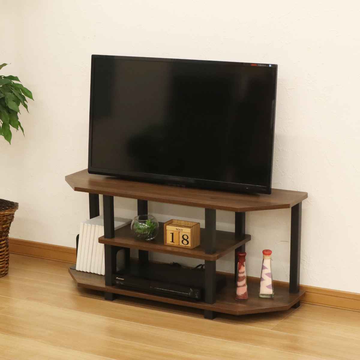 Low Board - テレビ台 オープンタイプ 簡単組立て 幅90cm （ テレビボード TV台 TVボード テレビラック テレビ 工具不要 収納 リビング収納 AVボード ブラウン ） 【39ショップ】