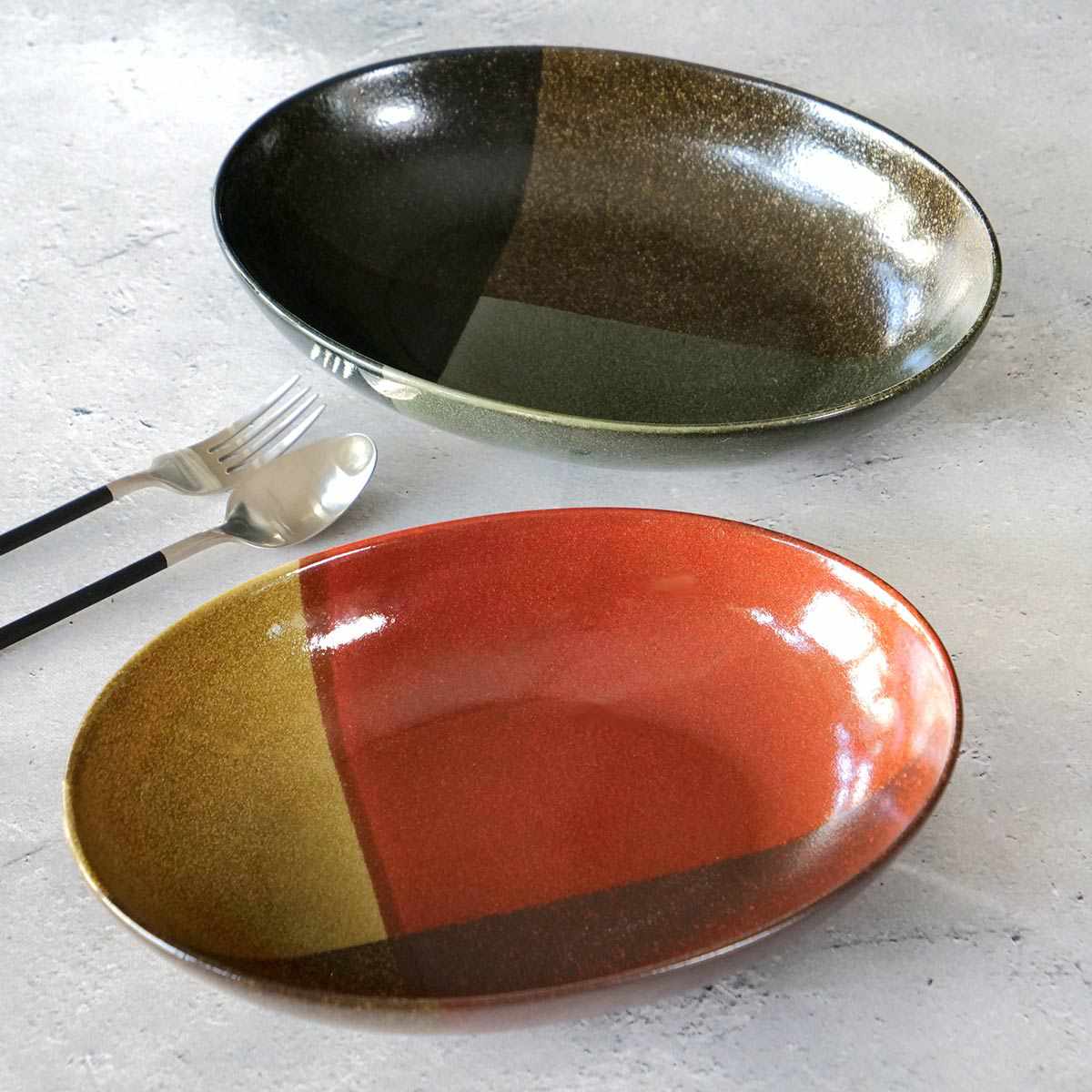 ボウル 26cm トーンオントーン 陶器 美濃焼 （ 食洗機対応 電子レンジ対応 日本製 カレー皿 サラダボウル パスタ皿 深皿 お皿 オーバル おしゃれ カレー パスタ オムライス ） 【39ショップ】