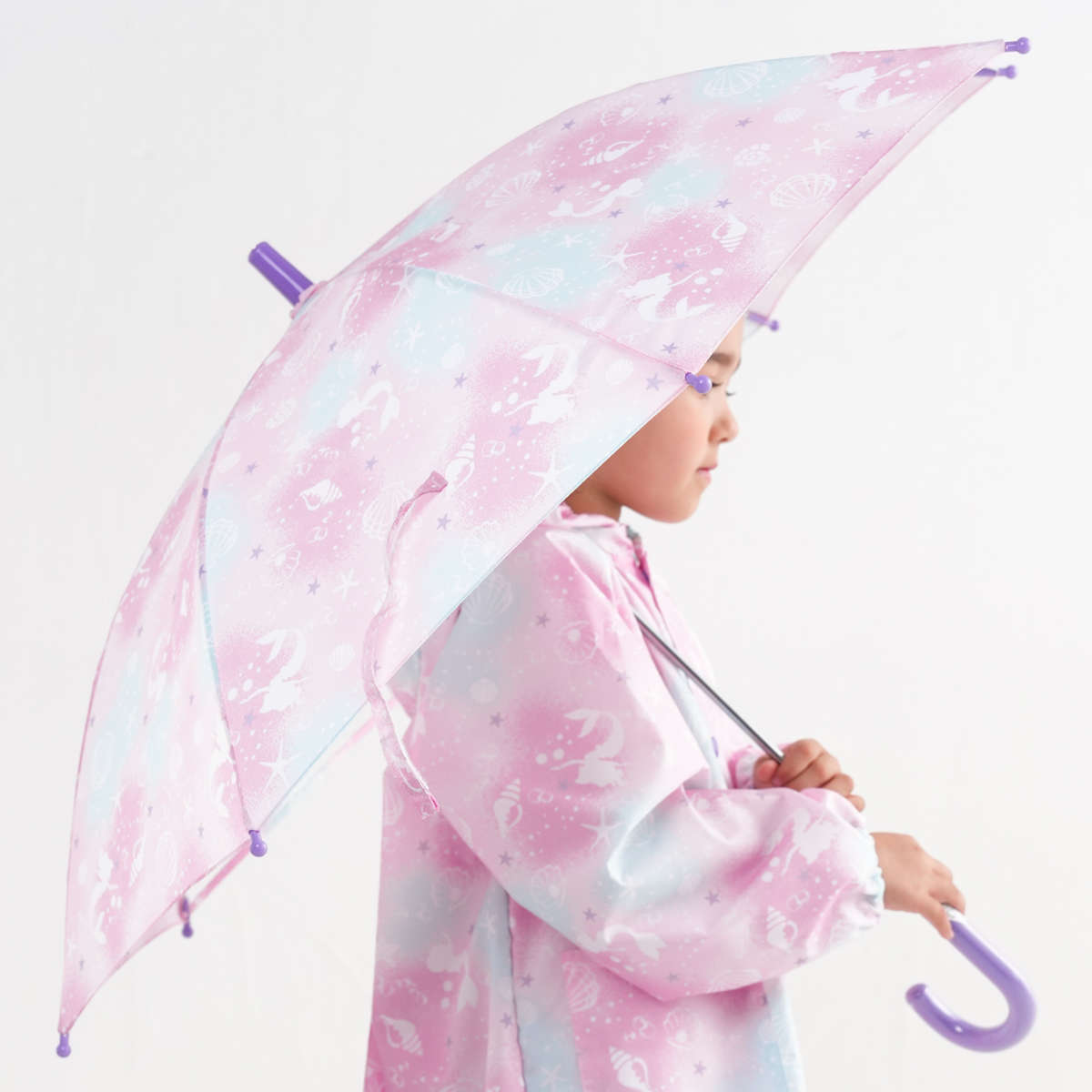 傘 子供用 シェルマーメイド 45cm 50cm 55cm （ かさ 軽量 丈夫 手開き 折れにくい ...