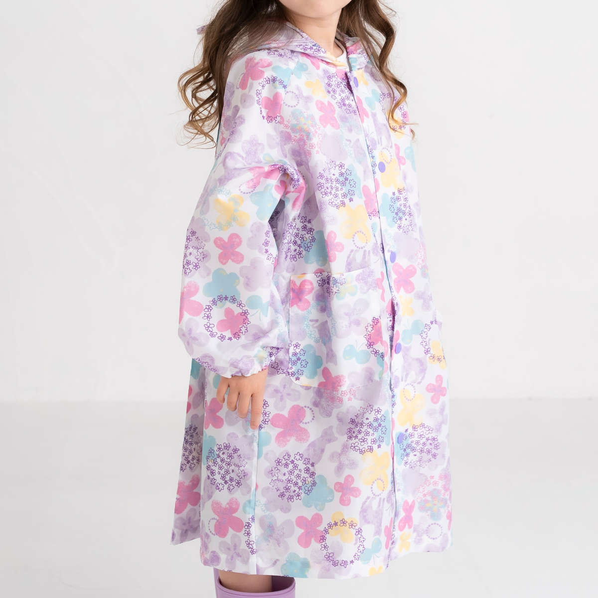 レインコート 子供用 ウォーターカラー 120～140cm （ キッズ 小学生 リュック対応 カッパ ...