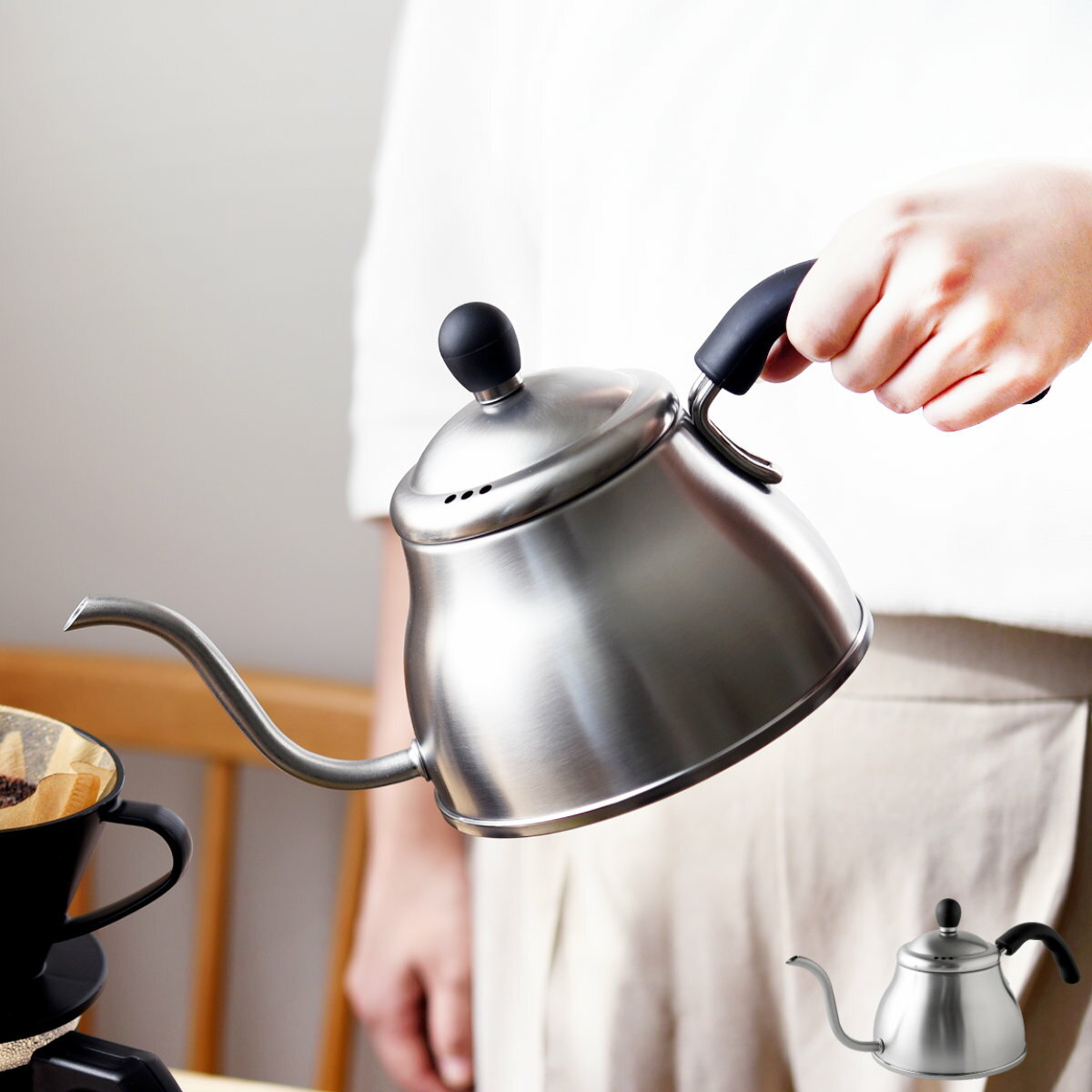 ドリップケトル 600ml IH対応 ステンレス製 ちっちゃなポット 日本製 （ ガス火対応 直火対 ...