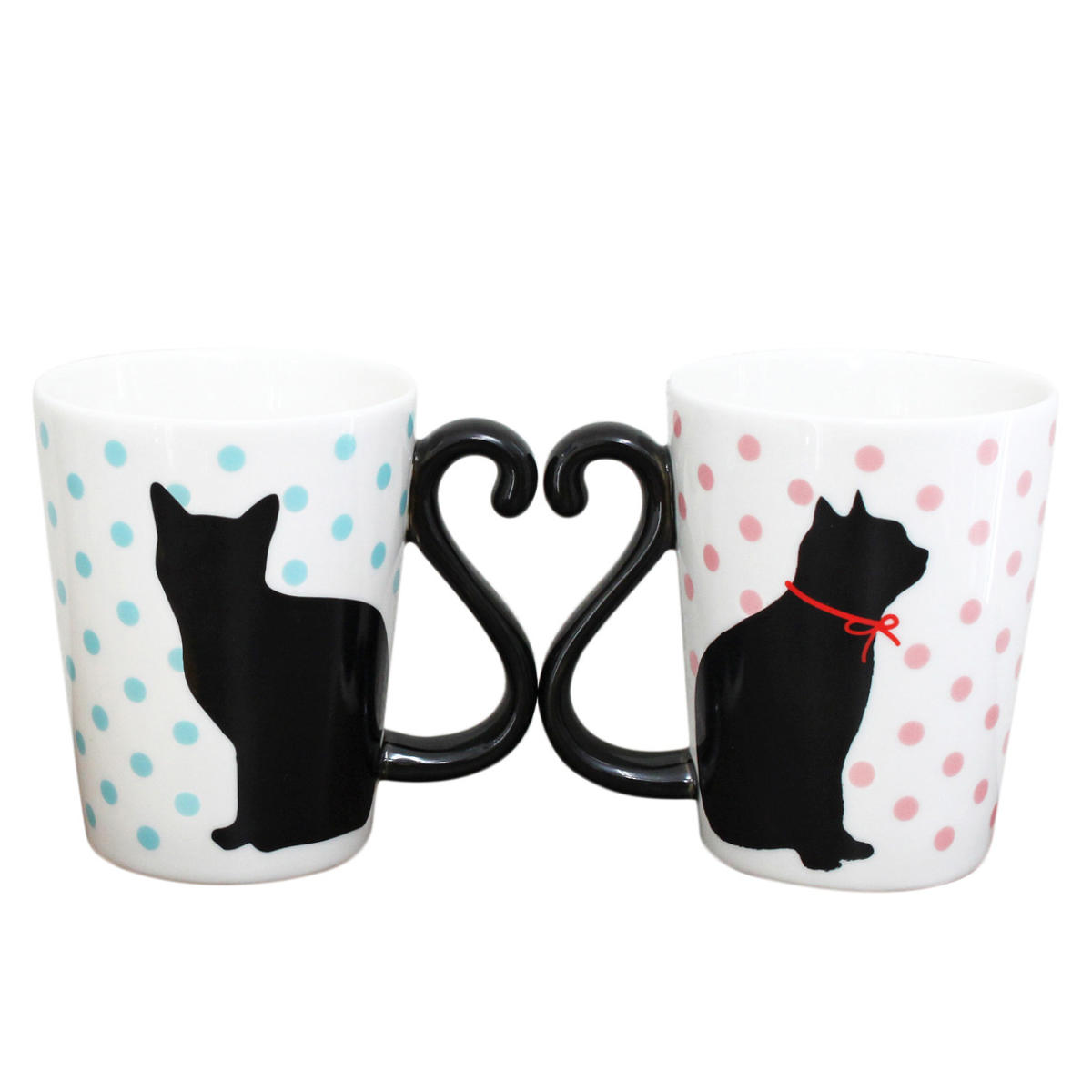 マグカップ 300ml ツインマグ （ 電子レンジ対応 食洗機対応 磁器 マグ コップ マグコップ 猫 ネコ ねこ ペア ペアマグ ペアセット ペアコップ かわいい ）【39ショップ】