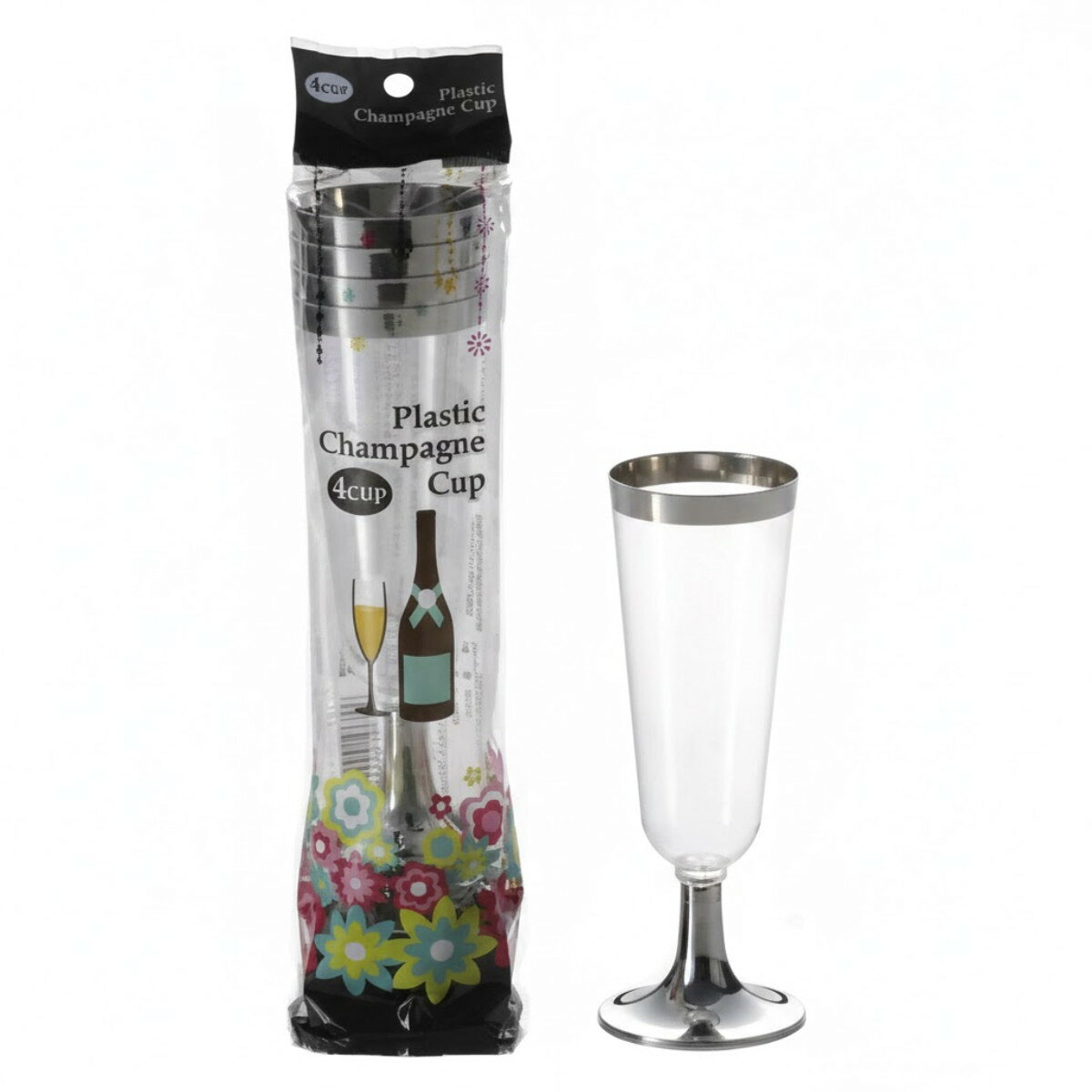 シャンパンカップ 160ml 4個入り （ シャンパングラス プラスチック 使い捨て コップ クリアコップ カップ 透明 バーベキュー シャンパン ジュース 使い捨てカップ 使い捨てコップ 軽量 割れにくい おしゃれ ）【39ショップ】