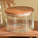 保存容器 385ml ラウンド スタッカブル ガラスジャー ( ガラス 密閉 天然木 蓋 キャニスター 保存びん ガラスキャニスター ストッカー スタッキング 積み重ね おしゃれ かわいい 丸型 ガラス容器 透明 コーヒー豆 キッチン用品 )【39ショップ】