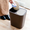 ゴミ箱 15L 分別 ふた付き ブラウン ( ごみ箱 15リットル 2分別 コンパクト リビング 袋が見えない プッシュ式 小さい 仕切り 袋 見えない 蓋つき...