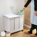 ゴミ箱 60L 資源ゴミ 横型 3分別ワゴン ( ごみ箱 60リットル 20L 3個 セット ワンプッシュ 台座付き 分別 キッチン ふた付き 20リットル おしゃれ シンプル 押しふた 3分別 室内 台所 リビング ホワイト 白 ブラウン スリム )【39ショップ】
