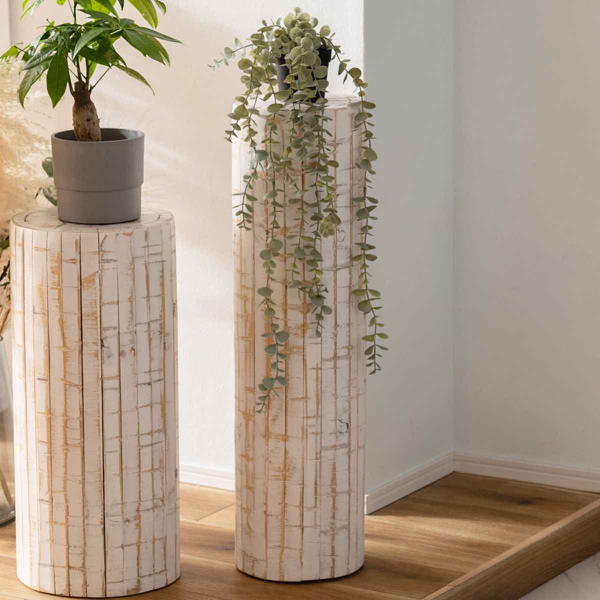 プランタースタンド グリーンベース 高さ68×直径20cm 木製 ( フラワースタンド 花台 飾り台 フラワー スタンド 丸太 木 丸 室内 植木鉢スタンド 縦...