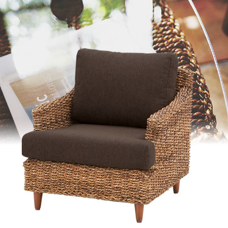 ソファ 1人掛け アジアンテイスト アバカ材 クラール 幅67cm （ 送料無料 クッションソファ  ...