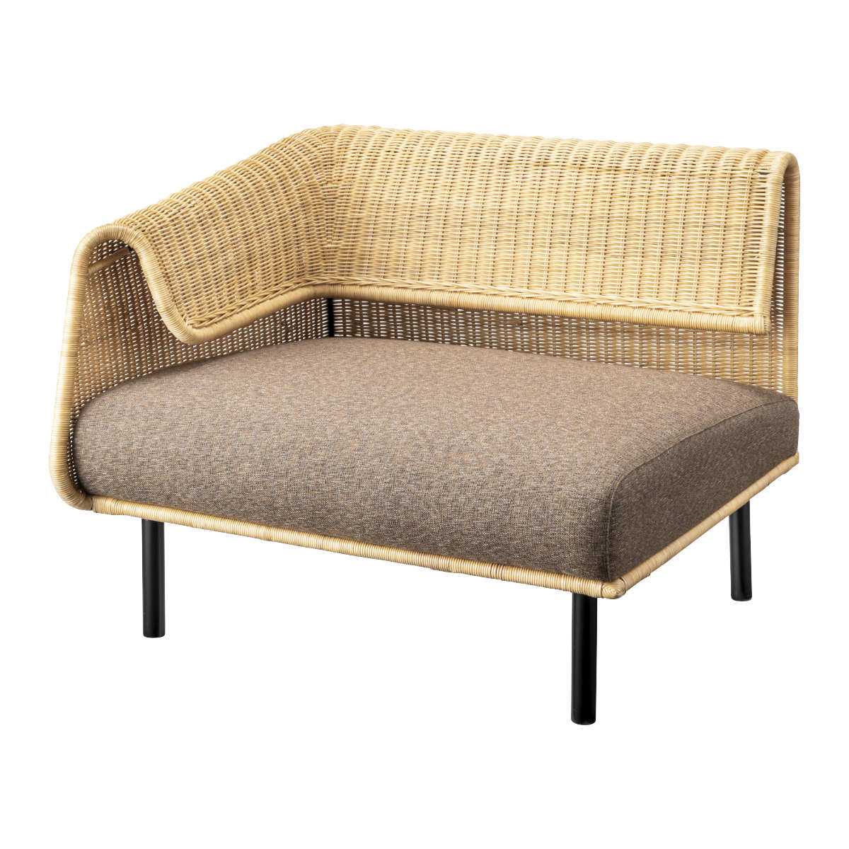 ソファ 幅88cm 1人掛け ワイド 右肘掛け アジアンテイスト ラタン （ ソファー 一人掛け ラ ...