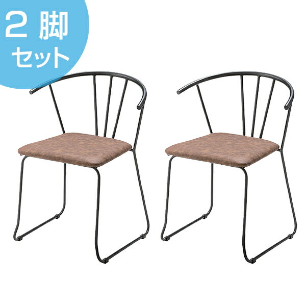アームチェア 2脚セット アイアンフレーム 椅子 座面高45cm （ イス いす チェア チェアー 完成品 肘置き ダイニングチェアー 食卓椅子 リビングチェア ）【39ショップ】