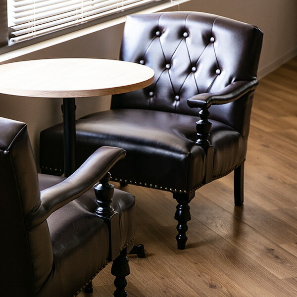 アームチェア IW （ 送料無料 チェアー 椅子 ソファ 完成品 一人掛け レザー調 重厚感 ビンテージ家具 レトロ 一人用 ソファー ） 【39ショップ】のサムネイル