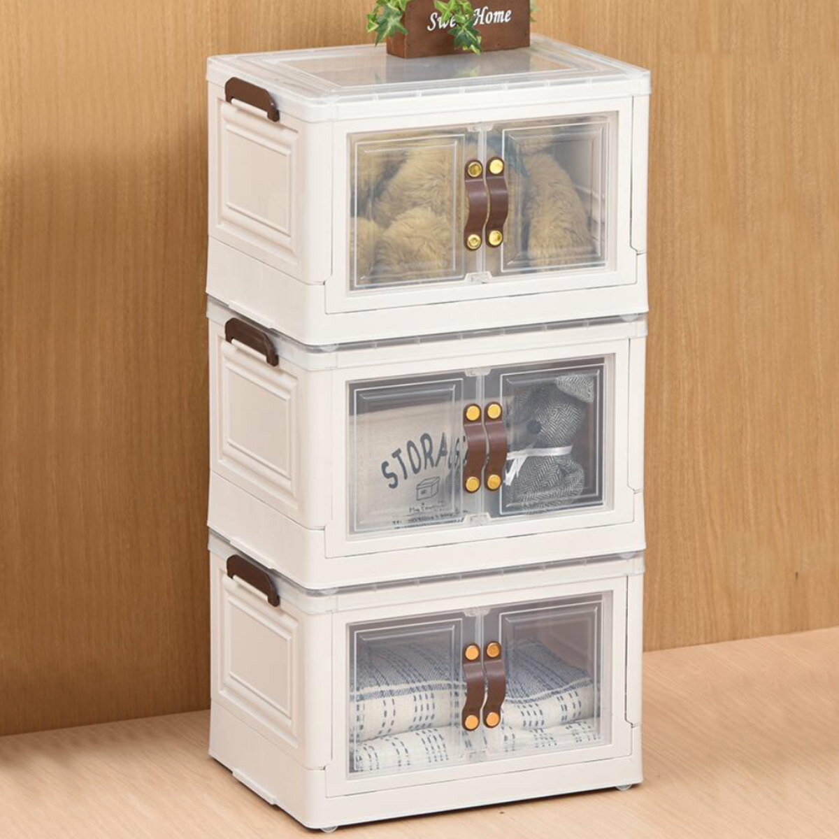 収納ケース 多目的収納ボックス BENRY 小 3個組 （ 収納ボックス 幅40.5×奥行31.5×高さ26cm 収納 扉 前..