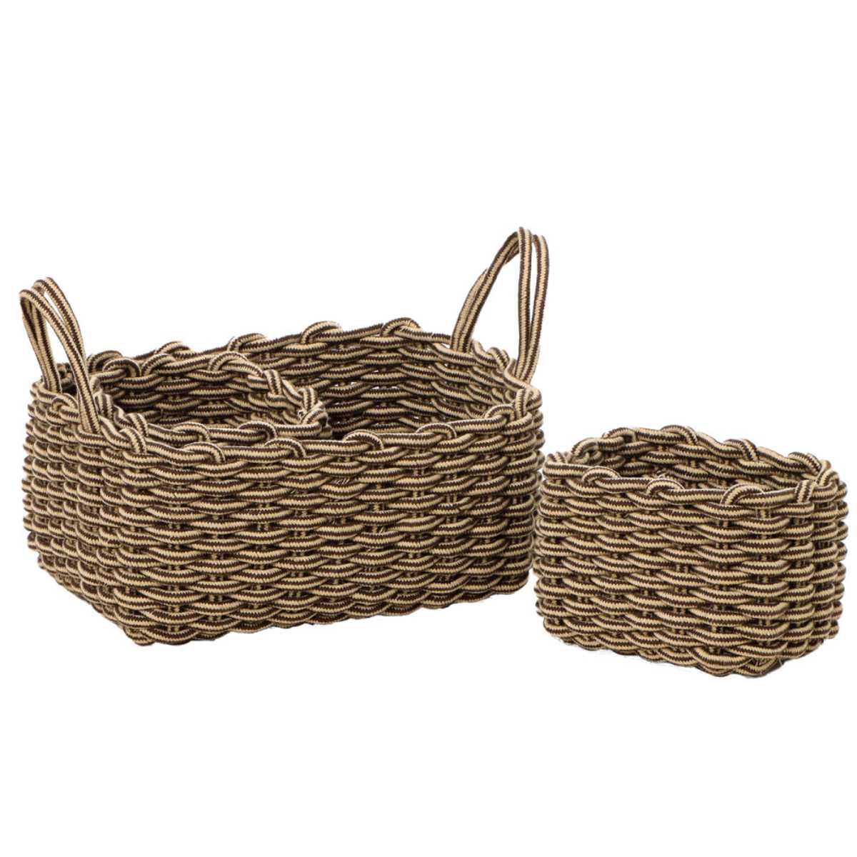 かご 3点セット コットン ロープバスケット 収納 バスケット 大 小 （ ロープストレージ 四角 四角形 ..