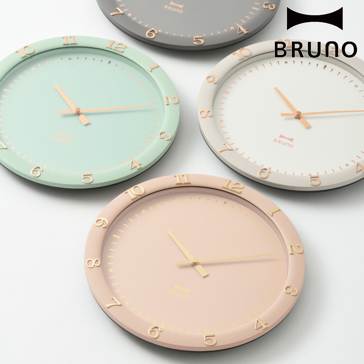BRUNO 掛け時計 パステルウォールクロック パステルカラー 秒針なし