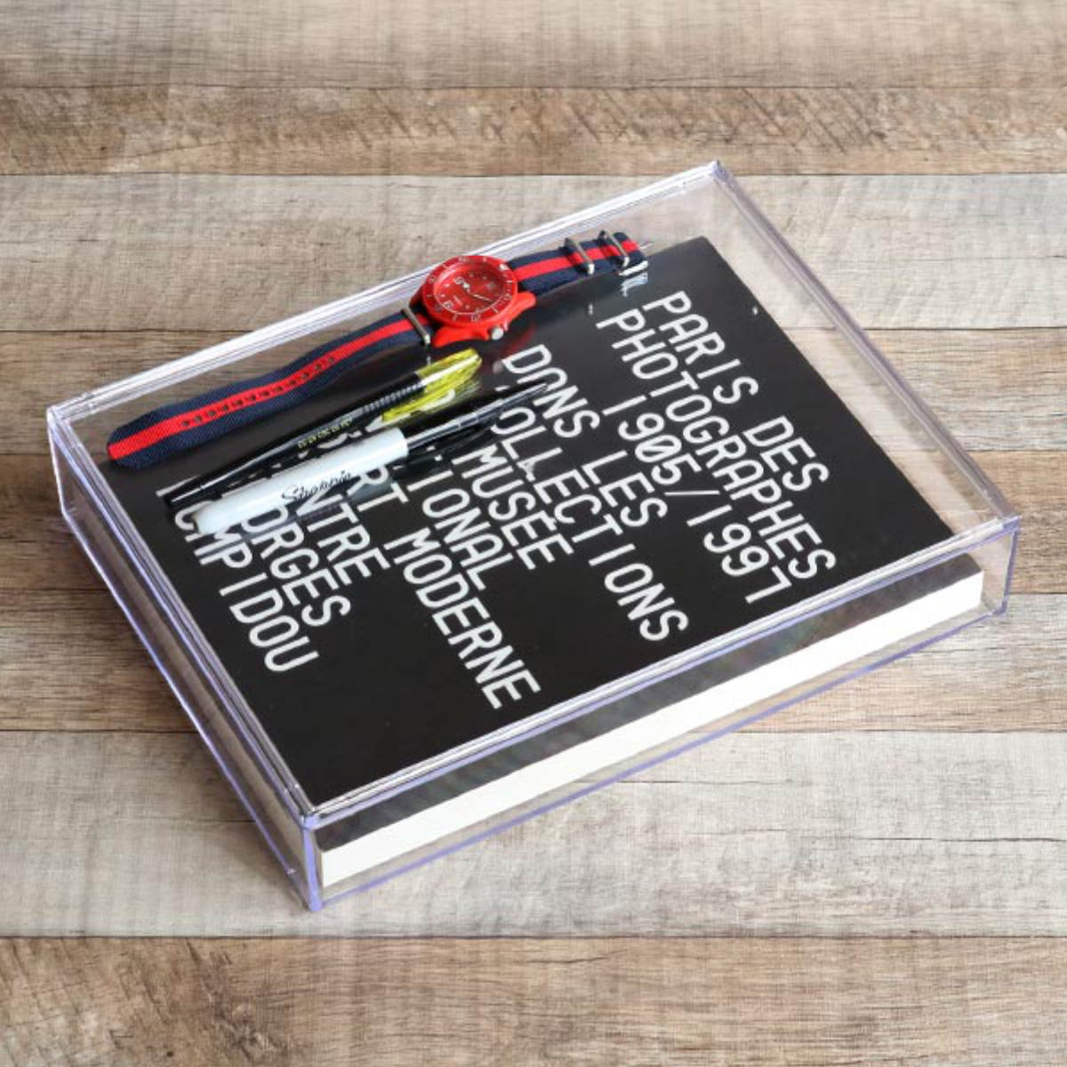 クリアケース 書類 浅型 ふた付き A4対応 書類整理 収納 デスコシリーズ ( 幅31.9×奥行24×高さ5.5cm 小物収納 小物入れ 収納ケース デスク ...