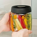 保存容器 800ml 押すだけ真空調理ポット ( ガラス 密閉 真空 キャニスター 保存ポット 真空調理 保存 作り置き 調味料 時短料理 鮮度保持 漬物 レモネード 煮卵 ピクルス コーヒー豆 保管 冷蔵 )【39ショップ】