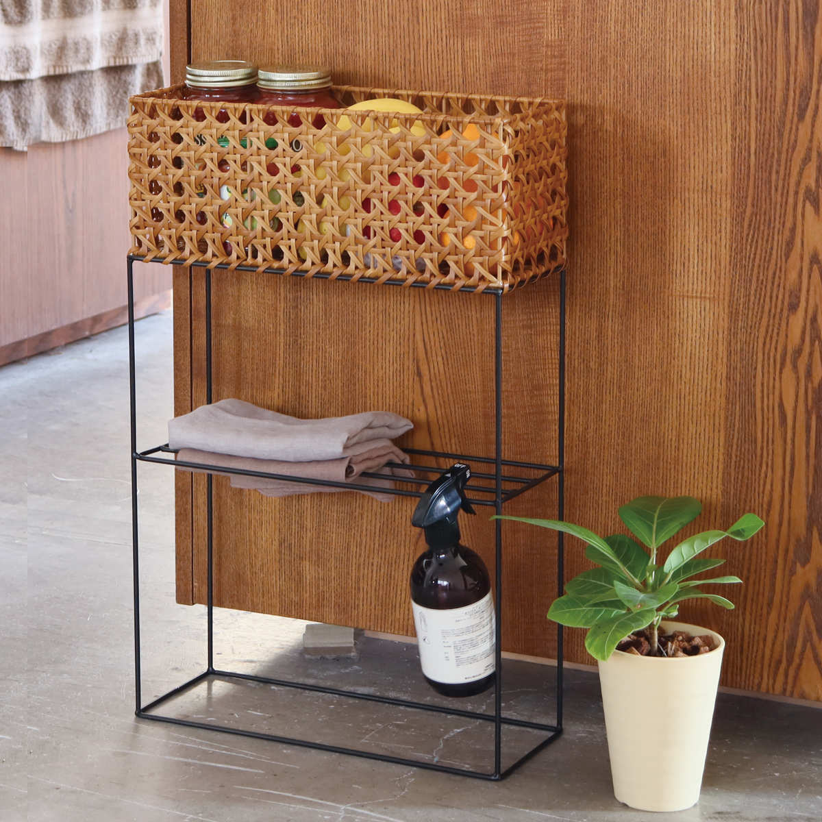 ポットスタンド S ワイド ユティルオクタ （ かご カゴ バスケット 手編み プラントポット ポット スタ..