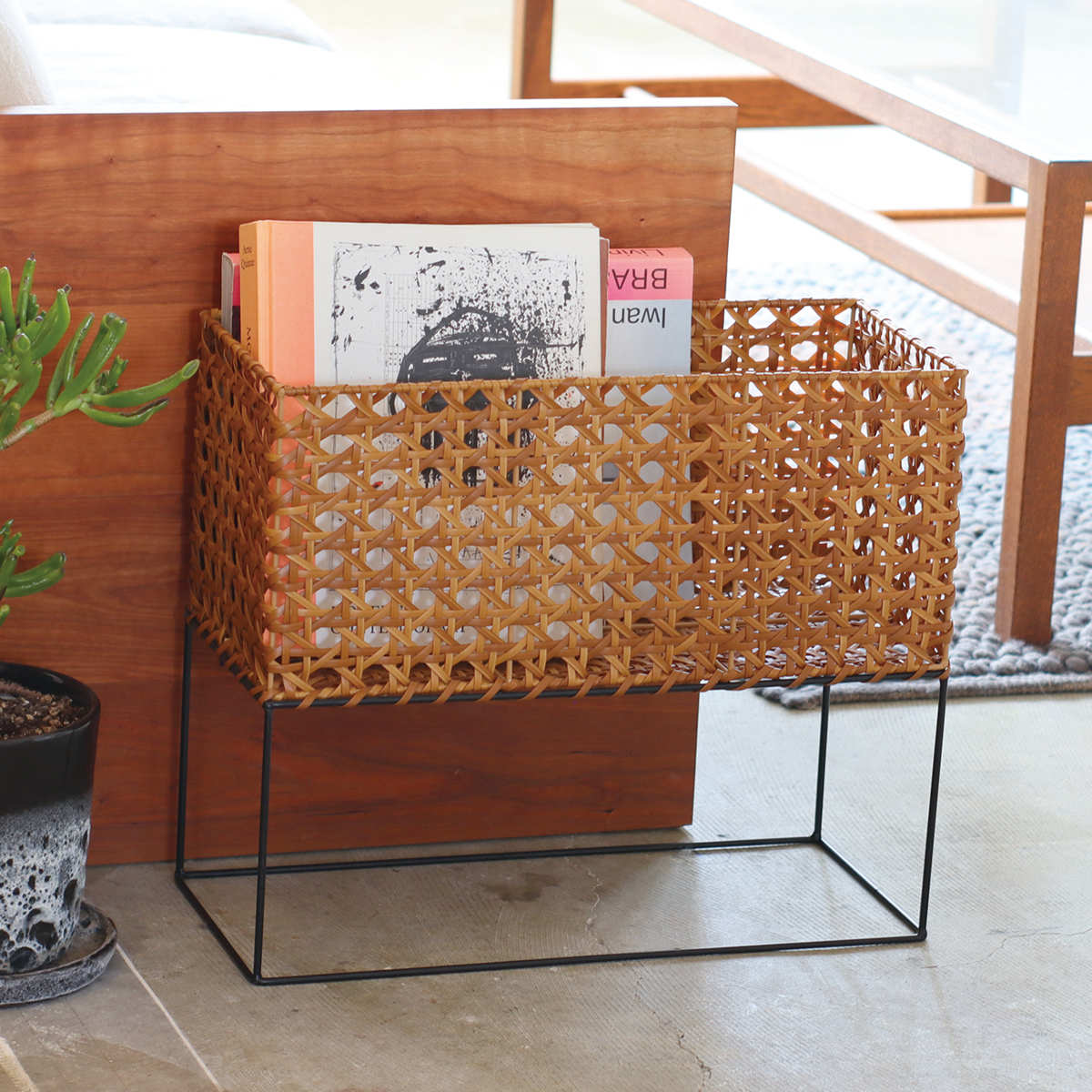 ポットスタンド L ワイド ユティルオクタ （ かご カゴ バスケット 手編み プラントポット ポット スタ..