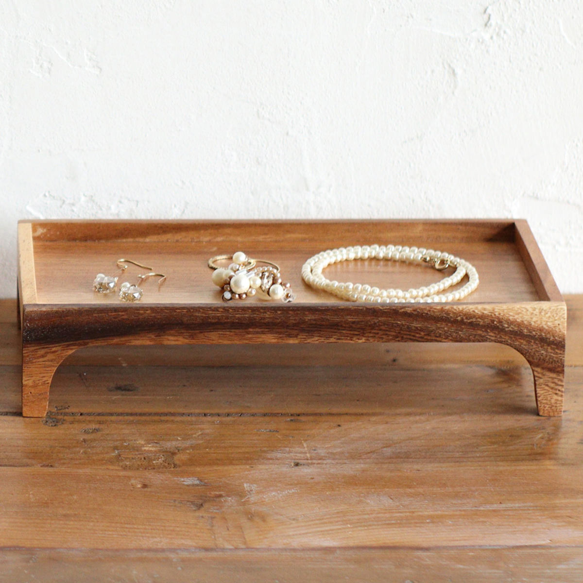 アクセサリートレイ ナインマーケ スワーウッド レクトスタンドトレイS ( トレイ トレー 脚付き 天然木 小物入れ アクセサリートレー 木製 小物収納 S ネ...