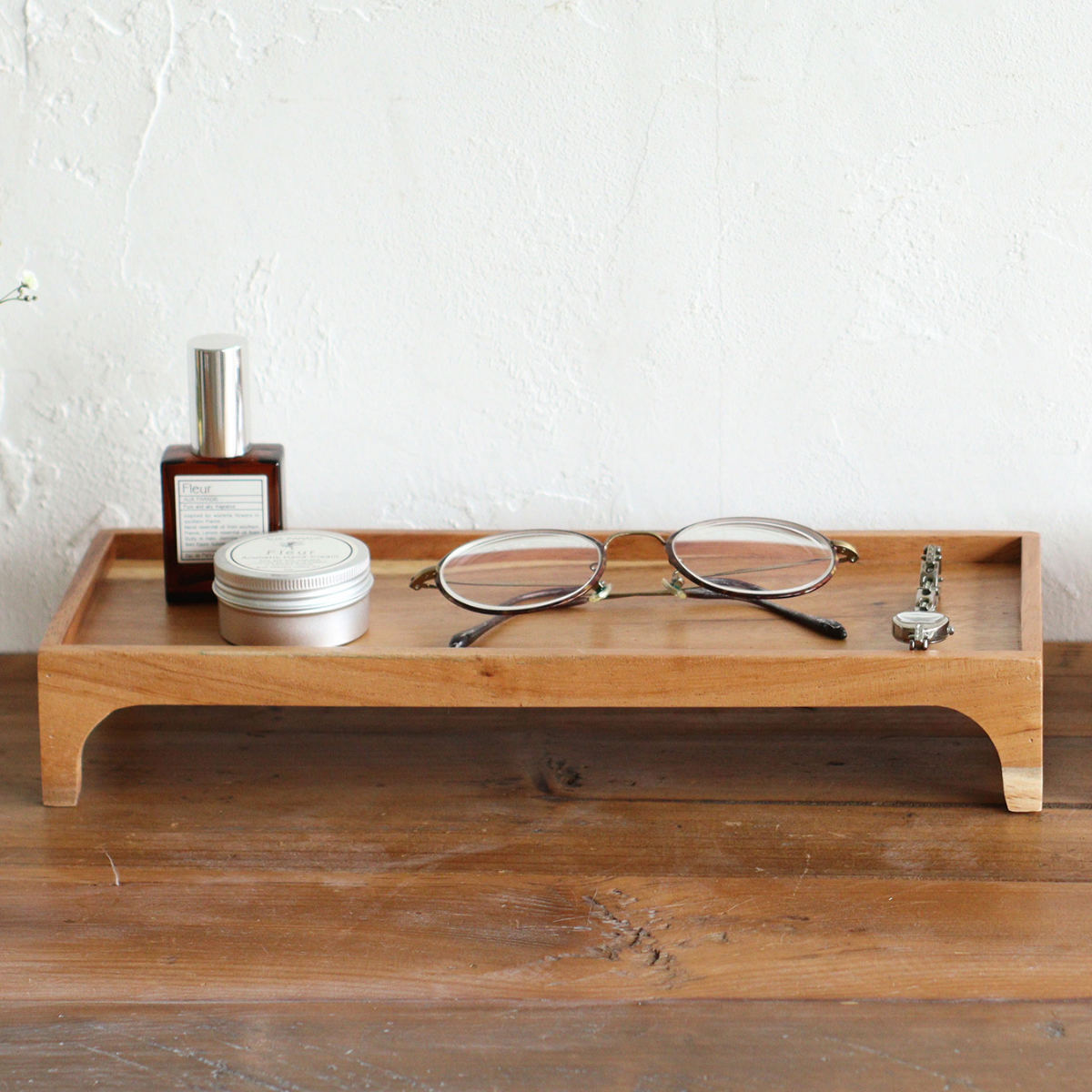 アクセサリートレイ ナインマーケ スワーウッド レクトスタンドトレイL ( トレイ トレー 脚付き 天然木 小物入れ アクセサリートレー 木製 小物収納 L ネ...