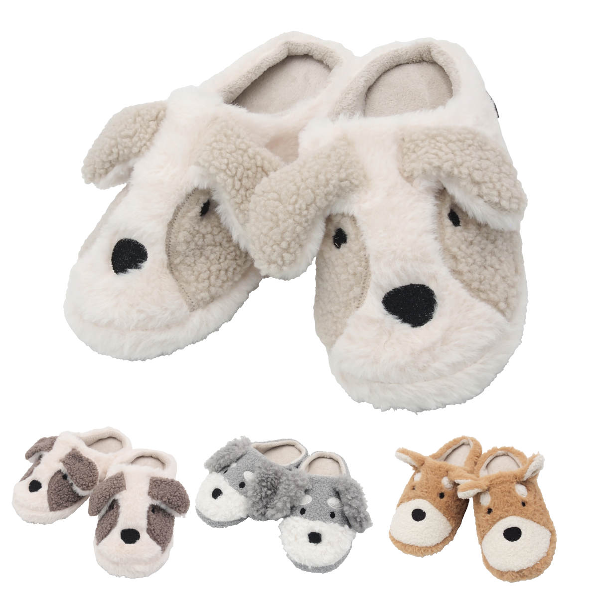スリッパ Mサイズ 22～24cm イヌスリッパ ペリトペラソ （ レディース ルームシューズ 冬用 もこもこ 犬 かわいい 雑貨 室内 温かい ふわふわ おしゃれ 秋 冬 あったか わんこ アニマル シュナウザー 柴犬 静音 インテリア ）【39ショップ】 interior-palette-10192883 インテリアパレット パッケージ画像