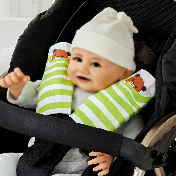 ベルトカバー しましまぐるぐる 2枚入 綿100% わんわん 日本製 ベビーカー 抱っこ紐 （ よだれカバー 抱っこひも カバー よだれ キャラクター しまぐる よだれパッド ショルダーカバー 赤ちゃん ベビー ）【39ショップ】