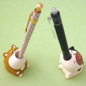 ペンスタンド はらぺこアニマル イヌネコ ( ペン立て ペンホルダー 1本 いぬ ねこ かわいい 動物 グッズ 文房具 雑貨 デスク 机 オフィス インテリア 陶器 )【39ショップ】