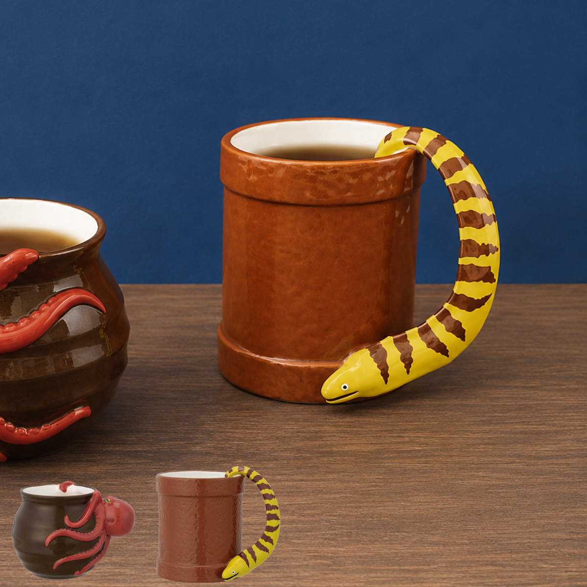 マグカップ 隠れ家マグ （ 250ml 220ml 陶器 マグ マグコップ カップ たこ うつぼ 食器 立体モチーフ ユニーク 遊び心 おもしろマグ 景品 おしゃれ ）【39ショップ】 interior-palette-10209961 インテリアパレット パッケージ画像