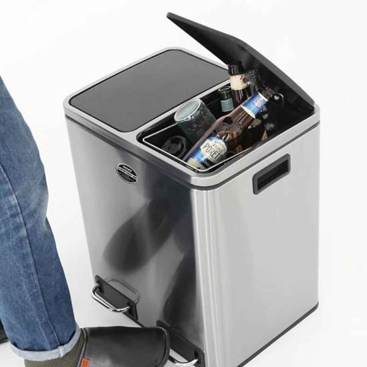 ダルトン DULTON ゴミ箱 コンパートメントビン 60L ステンレス ( 分別 ごみ箱 キッチン ステンレス製 ふた付き ペダル ごみばこ ダストボックス おしゃれ カウンター下 2分別 インナーボックス 60 リットル )【39ショップ】 [3]