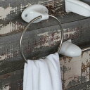 ダルトン DULTON タオルリング PORCELAIN TOWEL RING ( タオルハンガー タオル掛け 磁器 ステンレス ポーセリン 丸地 タオルかけ タオル リング 丸 ステンレス製 陶磁器 洗面所 トイレ シルバー )【39ショップ】