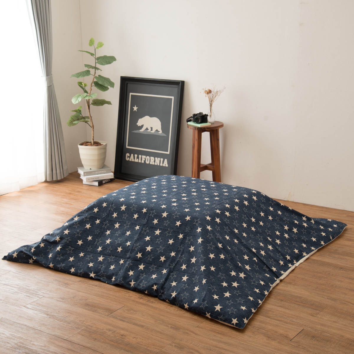 こたつ布団カバー 170×170cm 正方形 デニムスター 綿100% 日本製 ( 送料無料 カバー こたつカバー コタツカバー こたつ掛布団カバー 洗える おしゃれ デニム調 星柄 スター ) 【39ショップ】