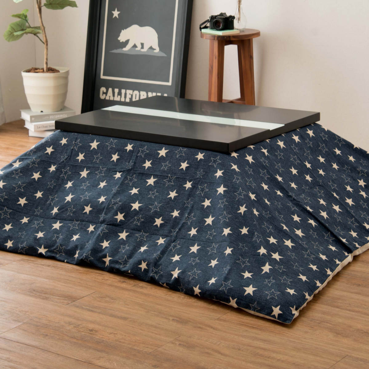 こたつ布団カバー 170×170cm 正方形 デニムスター 綿100% 日本製 ( 送料無料 カバー こたつカバー コタツカバー こたつ掛布団カバー 洗える おしゃれ デニム調 星柄 スター ) 【39ショップ】 [2]