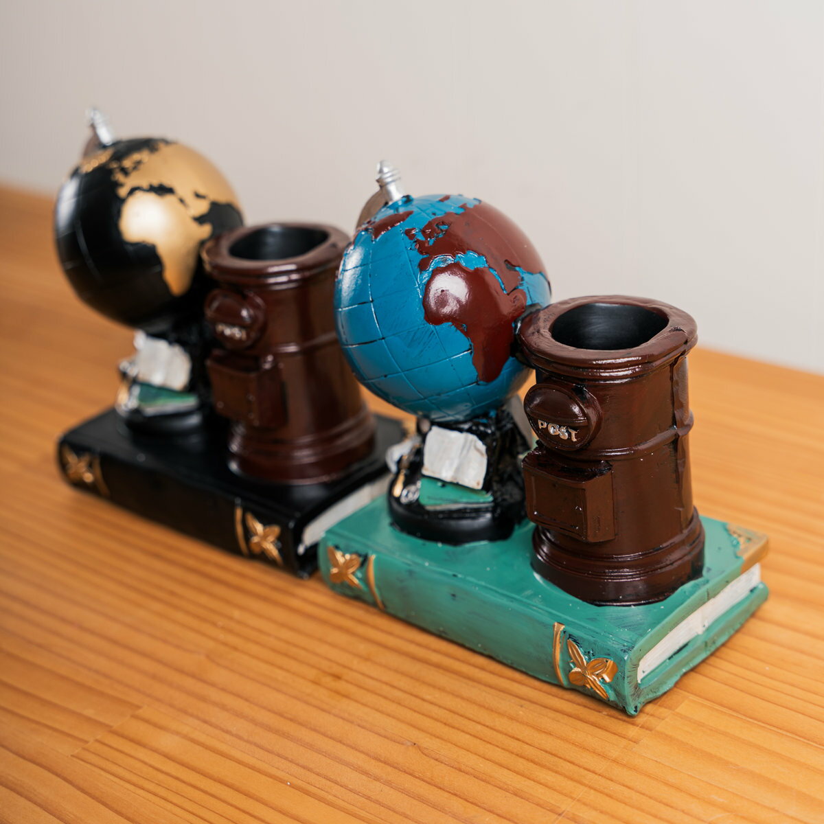 ペン立て アンティーク ペンスタンド 地球儀 ( ペンホルダー 文具 デスク収納 文房具 雑貨 デスク 机 オフィス レトロ インテリア ディスプレイ 置物 オ...