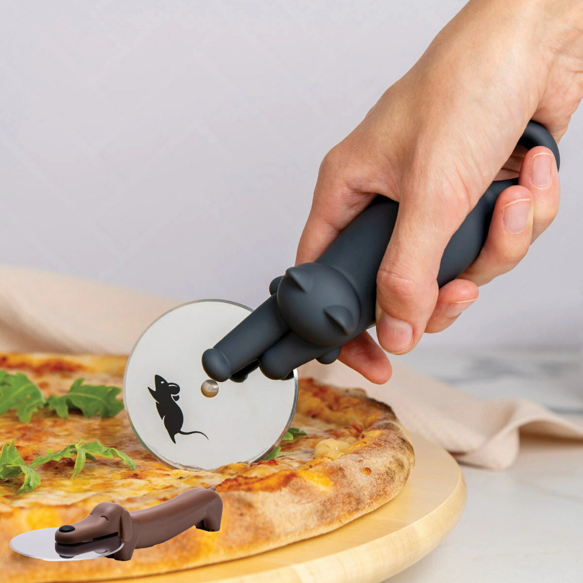 ピザカッター OTOTO Kitty Puppy Cut 猫 犬 （ ピザナイフ ロールカッター キ ...