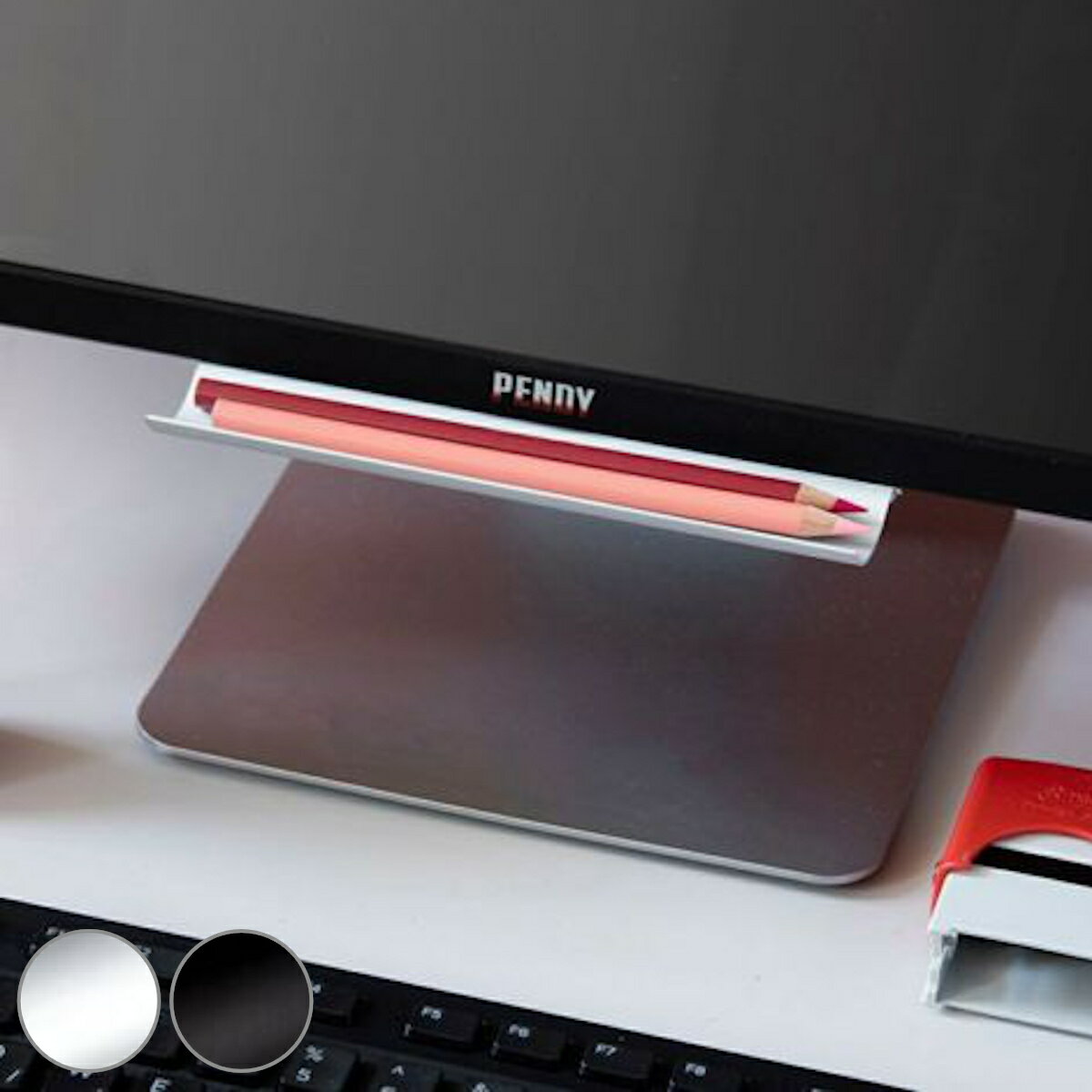ペントレー PelegDesign ペンディ モニターディスプレイトレイ ( ペン収納 文房具入れ ペン 収納 卓上 PC デスクトップ モニター 粘着シール付...