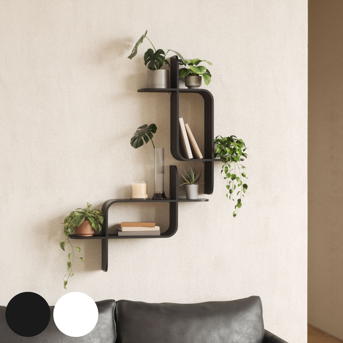 棚 壁 モンタージュ シェルフ 62x47cm （ Umbra アンブラ 壁面収納 飾り棚 ディスプレイ ディスプレイラック ウォールシェルフ 木製 おしゃれ 壁面 収納 壁付け ウォールラック本 植物 雑貨 リビング 玄関 インテリア 見せる収納 ）【39ショップ】