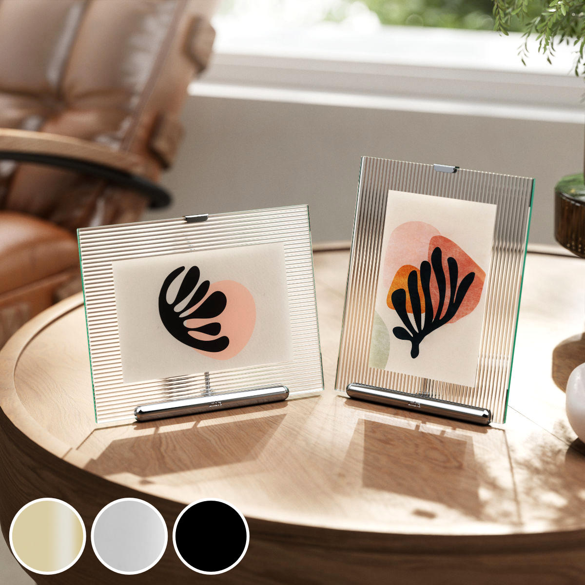 Umbra フルート フォトフレーム ガラス スチール 16×20cm 20×23cm 26×30cm （ 写真立て 写真 フレーム 縦 横 L判 KGサイズ ポストカード 2L判 6切 リブガラス フルートガラス おしゃれ フォト インテリア 玄関 リビング ）【39ショップ】