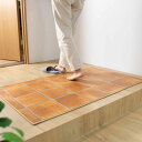 玄関マット 室内用 60×90cm テラコッタ 撥水加工 ( 玄関 マット 屋内 拭ける 室内 厚さ5mm キッチン 撥水 防水 抗菌 防カビ 滑り止め おしゃ...