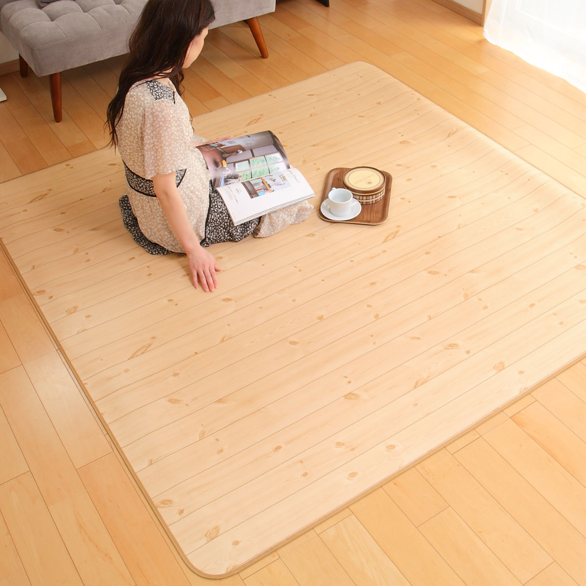 ラグ 182×230cm ラグマット シラキ 既製サイズ （ 撥水 拭ける 木目 ダイニングラグマット フロアマット 撥水加工 抗菌 防カビ 防水 防炎 日本製 リビング ダイニング 子ども部屋 耐久性 ）【39ショップ】