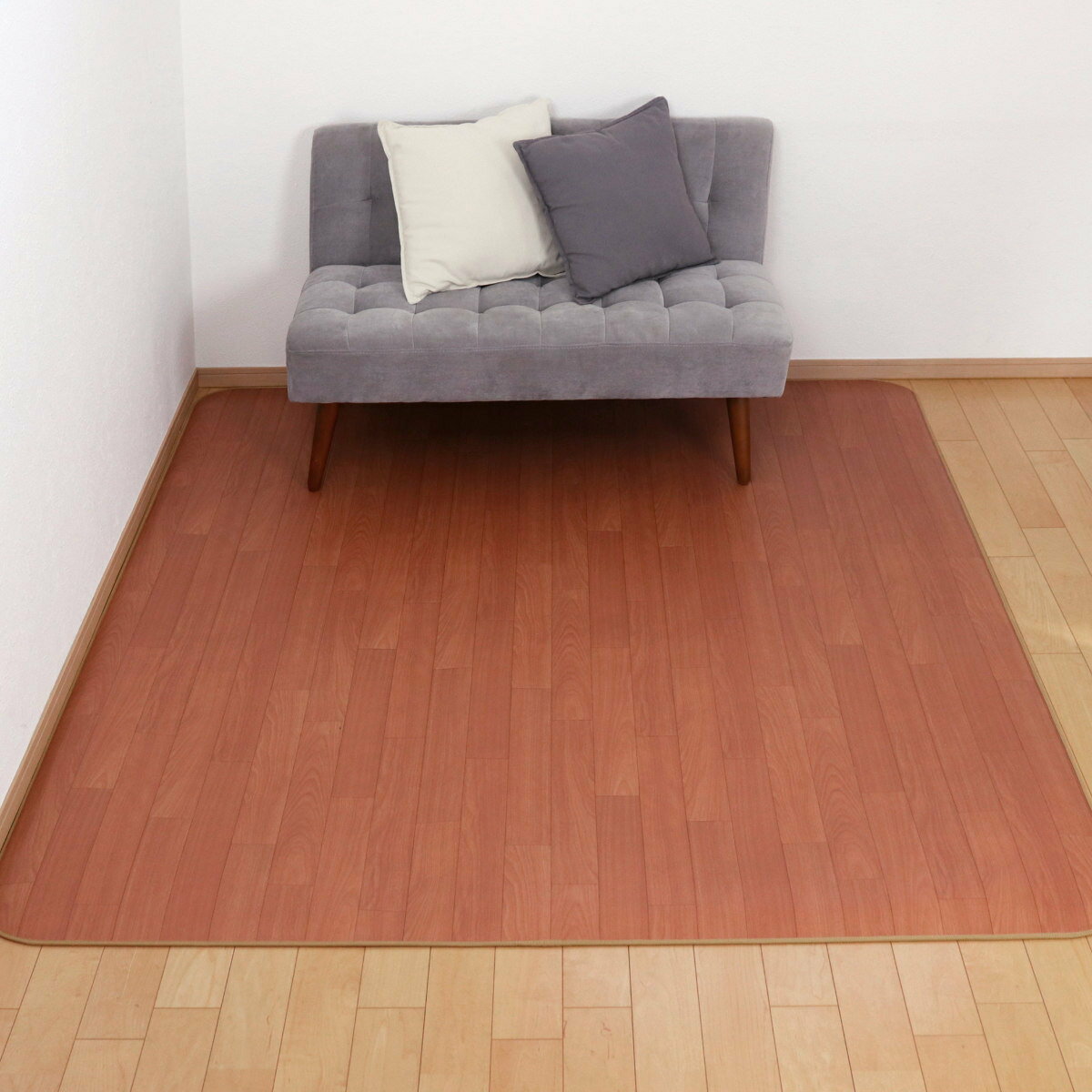 ラグ 182×182cm ダイニングラグ サクラ 消臭タイプ 既製サイズ （ 撥水 拭ける 木目 木目調 マット フロアマット 正方形 撥水加工 消臭..