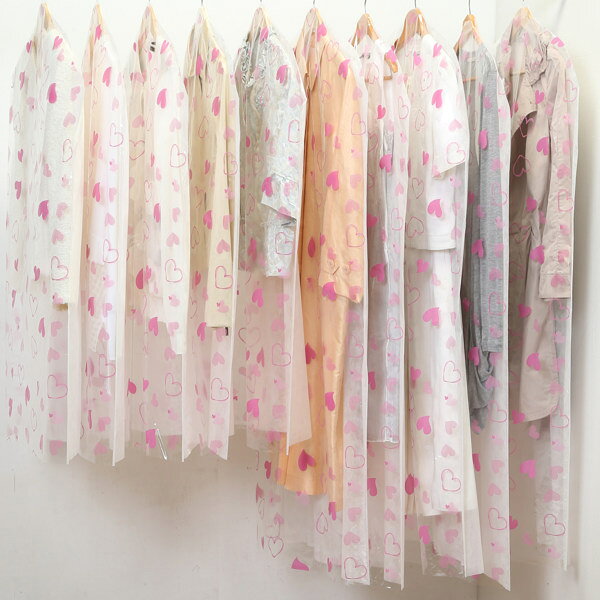 洋服カバー 30枚入 ティッシュ式 ハート柄 （ 衣類カバー ショート ロング 収納 衣類収納 洋服 衣類 カバー 不織布 日本製 衣類収納袋 収納袋 消臭加工 消臭 加工 スーツ ジャケット ワンピース 用 ） 【39ショップ】 interior-palette-10123501 インテリアパレット サンプル画像2