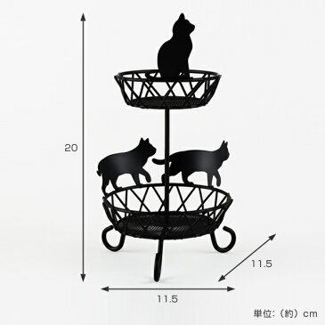 アクセサリートレイ　ネコ　小物入れ　2段 （ 収納 アクセサリー アクセサリーケース 腕時計 ネックレス 小物 トレー トレイ 入れ キー 鍵 かぎ ジュエリー ケース ピアス イヤリング 黒 ネコ ねこ 猫 雑貨 タワー ）【5000円以上送料無料】