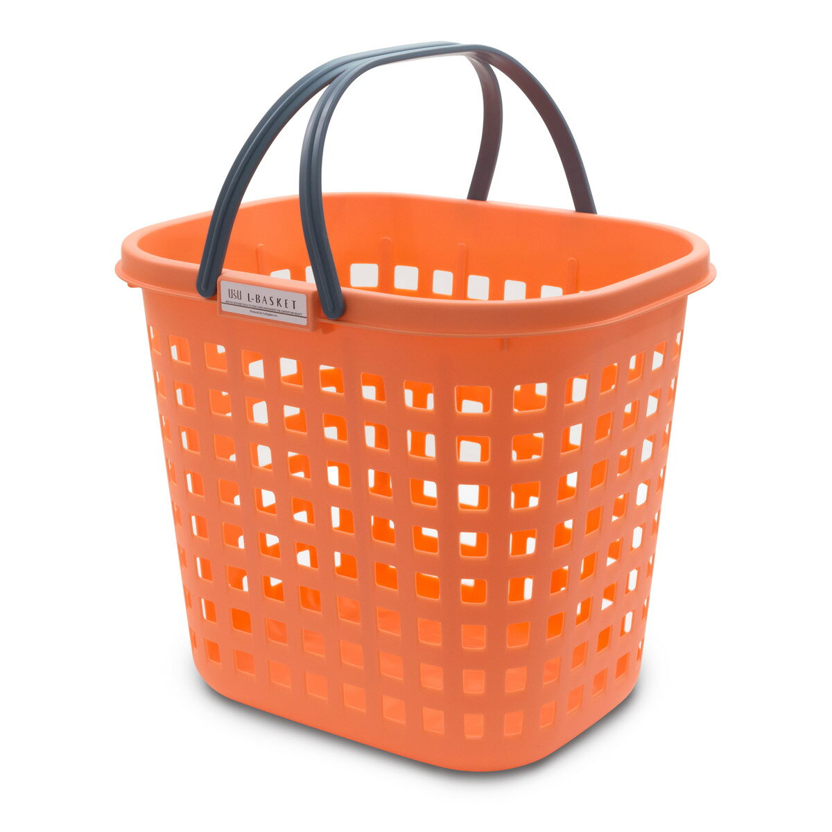 メッシュバスケット 幅44.5×奥行35cm オレンジ プラスチック 持ち手付き （ バスケット 収納 おもちゃ箱 おもちゃ入れ ランドリーバスケット かご カゴ マルチバスケット キッズ 子供 キッチン収納 ）【39ショップ】