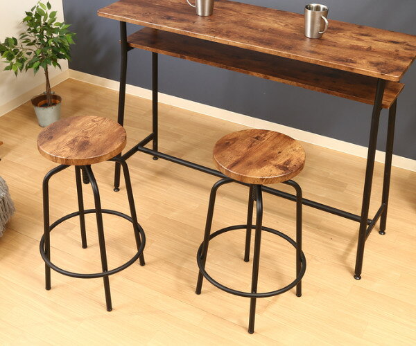 スツール 高さ60〜69cm バースツール 椅子 カウンターチェア 高さ調整 フットレスト スチール脚 木目調 ( チェア ハイチェア イス チェアー バーチェア いす ダイニング 高さ 調節 足置き キッチン 丸椅子 カウンター )【39ショップ】 [3]