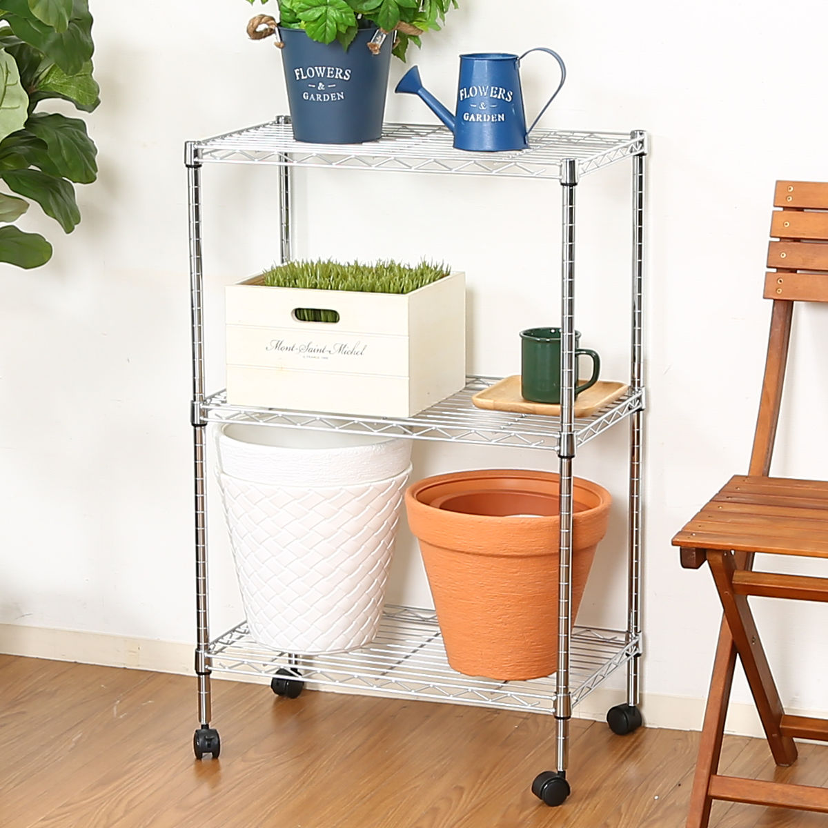 スチールラック 幅60cm 3段 キャスター付 メタルマルチシェルフ （ ラック スチール オープンラック 収納 スチールシェルフ スチール棚 飾り棚 本棚 シェルフ 収納棚 収納ラック 棚 シンプル ）【39ショップ】