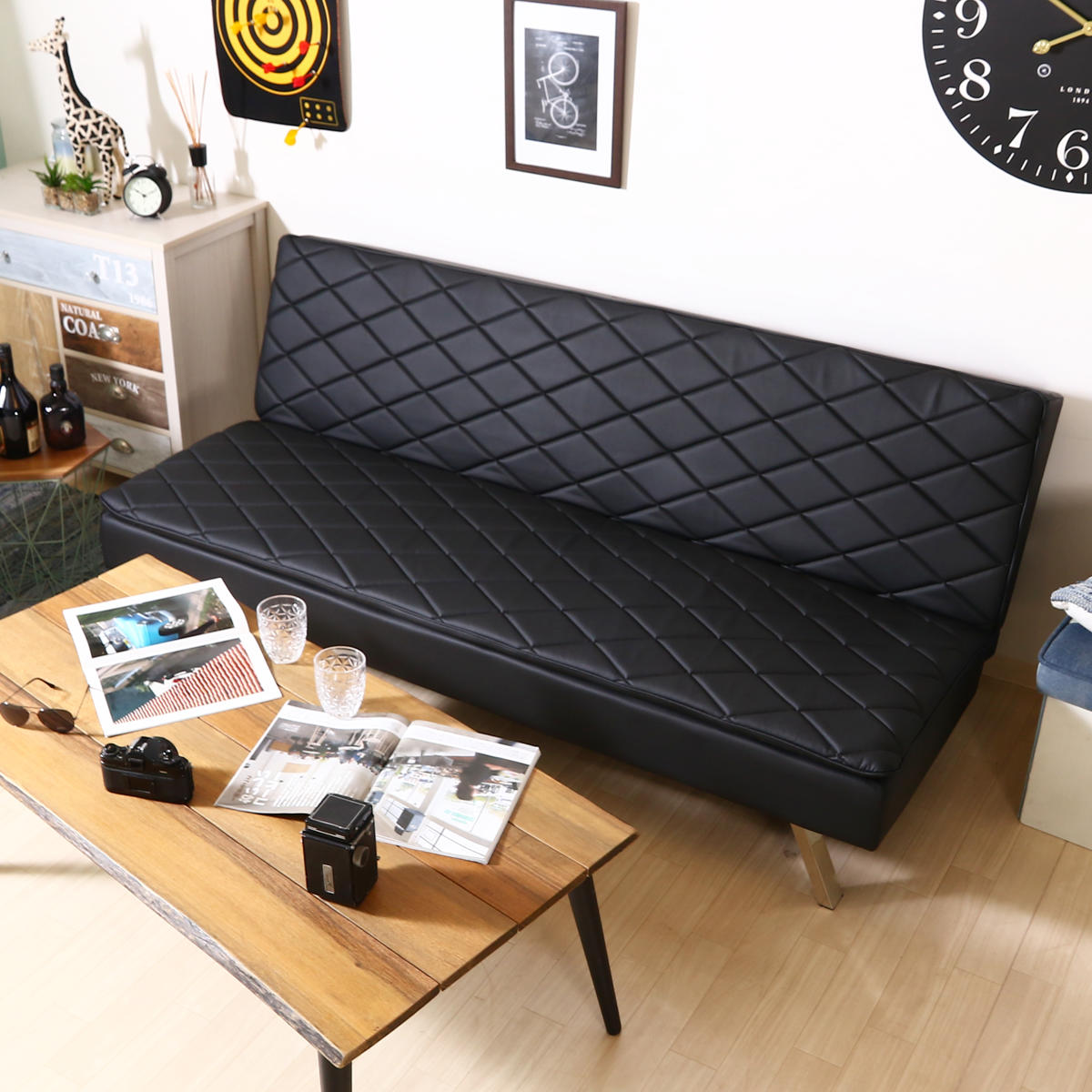 ソファベッド 幅180cm 3人掛け メモリーフォームソファーベッド ダイヤ （ 3段階 リクライニング ソファ レザー調 PU 合成皮革 低反発 ウレタン 高級感 スタイリッシュ リビング ）【39ショップ】